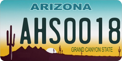 AZ license plate AHS0018