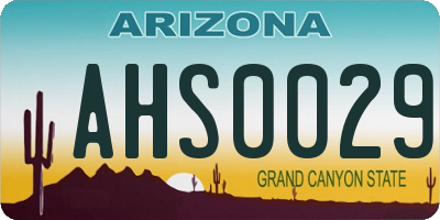 AZ license plate AHS0029