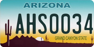 AZ license plate AHS0034