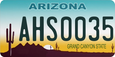 AZ license plate AHS0035