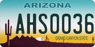 AZ license plate AHS0036