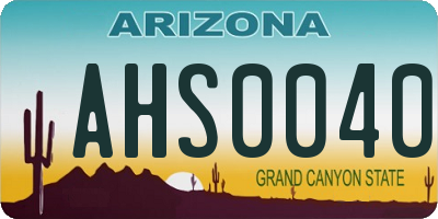 AZ license plate AHS0040