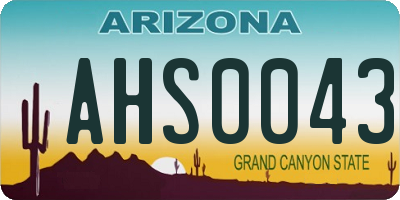AZ license plate AHS0043