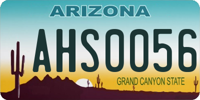 AZ license plate AHS0056