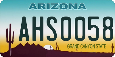 AZ license plate AHS0058