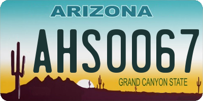 AZ license plate AHS0067