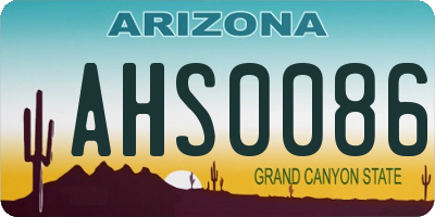AZ license plate AHS0086