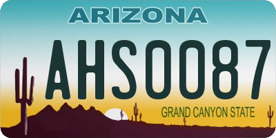 AZ license plate AHS0087