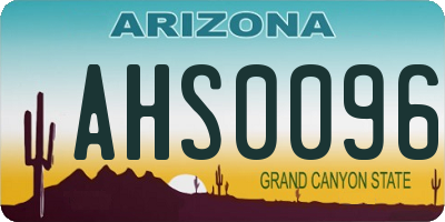AZ license plate AHS0096