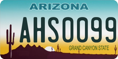 AZ license plate AHS0099