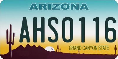 AZ license plate AHS0116