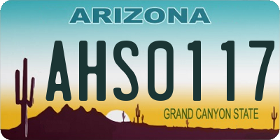 AZ license plate AHS0117