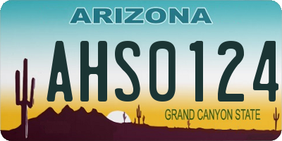 AZ license plate AHS0124