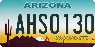 AZ license plate AHS0130