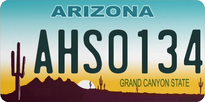 AZ license plate AHS0134