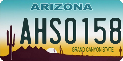 AZ license plate AHS0158