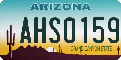 AZ license plate AHS0159
