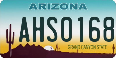 AZ license plate AHS0168