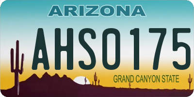 AZ license plate AHS0175