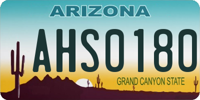 AZ license plate AHS0180