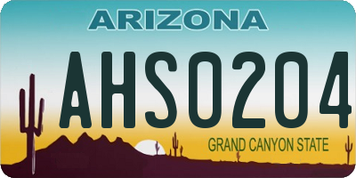 AZ license plate AHS0204
