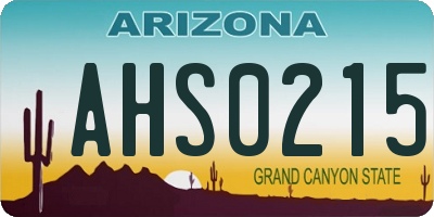 AZ license plate AHS0215