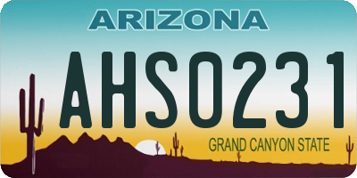 AZ license plate AHS0231