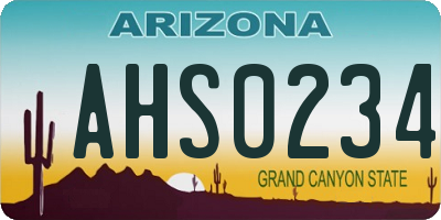 AZ license plate AHS0234