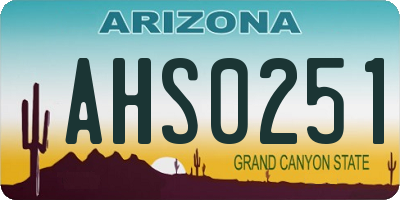 AZ license plate AHS0251