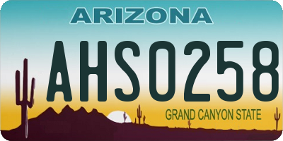 AZ license plate AHS0258