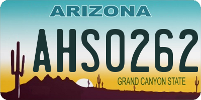 AZ license plate AHS0262