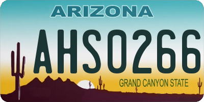 AZ license plate AHS0266
