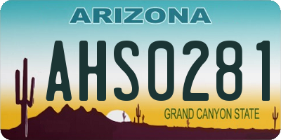 AZ license plate AHS0281