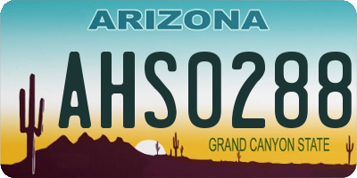 AZ license plate AHS0288