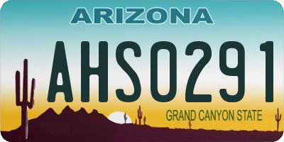AZ license plate AHS0291