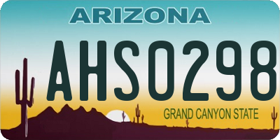 AZ license plate AHS0298