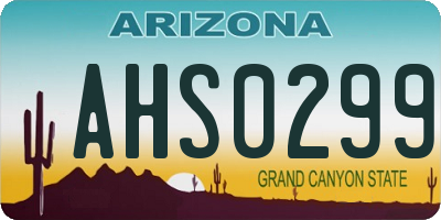 AZ license plate AHS0299