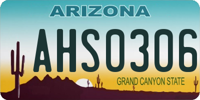AZ license plate AHS0306