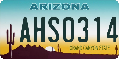 AZ license plate AHS0314