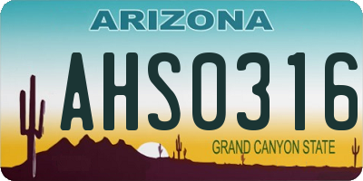 AZ license plate AHS0316