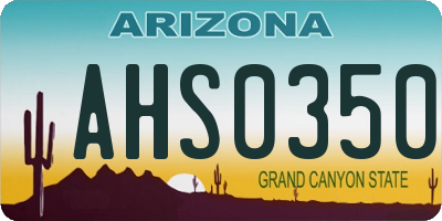 AZ license plate AHS0350