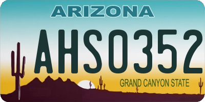AZ license plate AHS0352