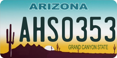 AZ license plate AHS0353