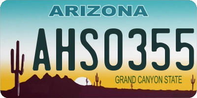 AZ license plate AHS0355