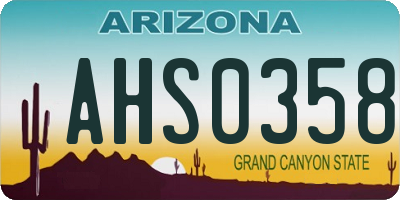 AZ license plate AHS0358