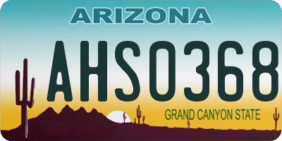 AZ license plate AHS0368