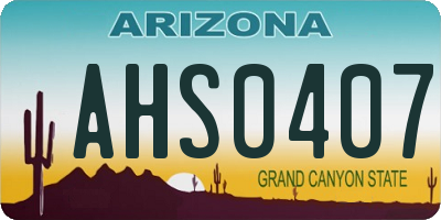 AZ license plate AHS0407