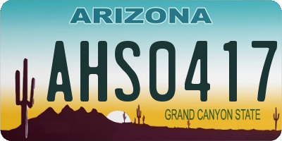 AZ license plate AHS0417