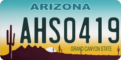 AZ license plate AHS0419
