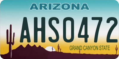 AZ license plate AHS0472